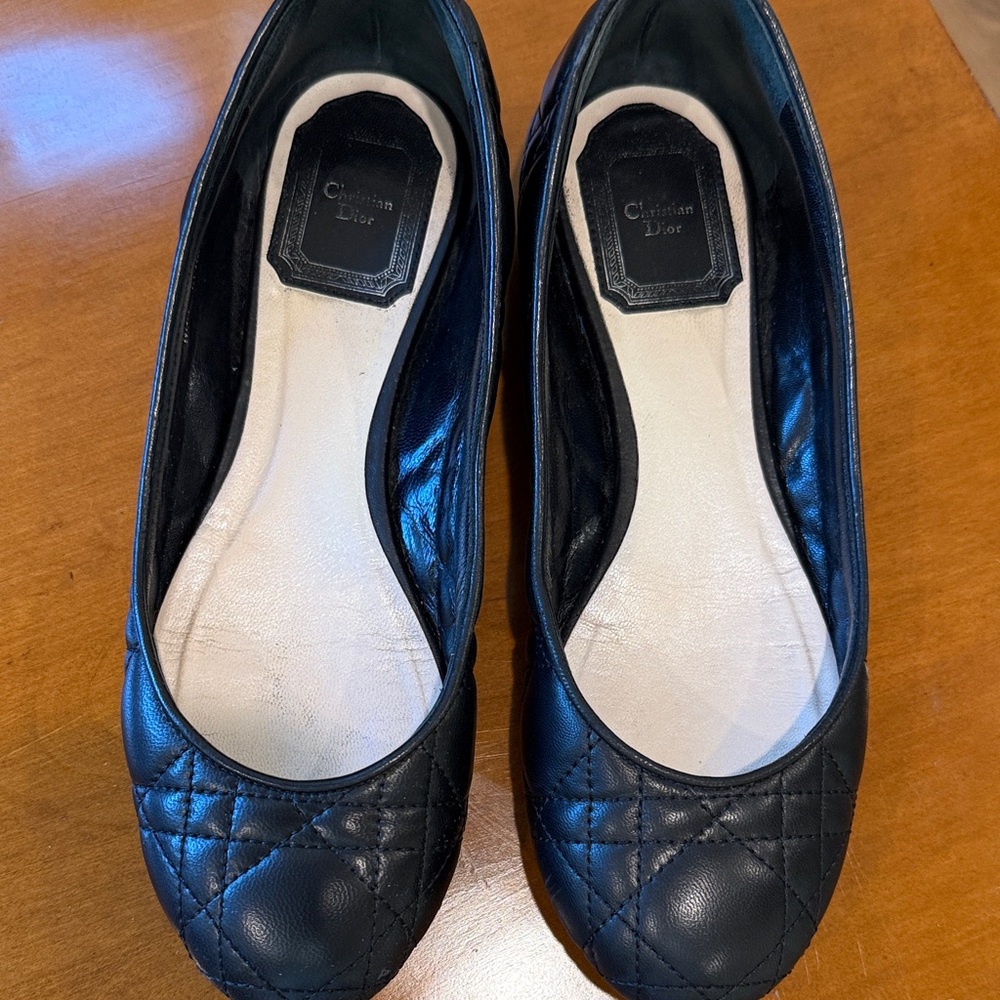 Dior Black Quilted Leather Ballet Flats